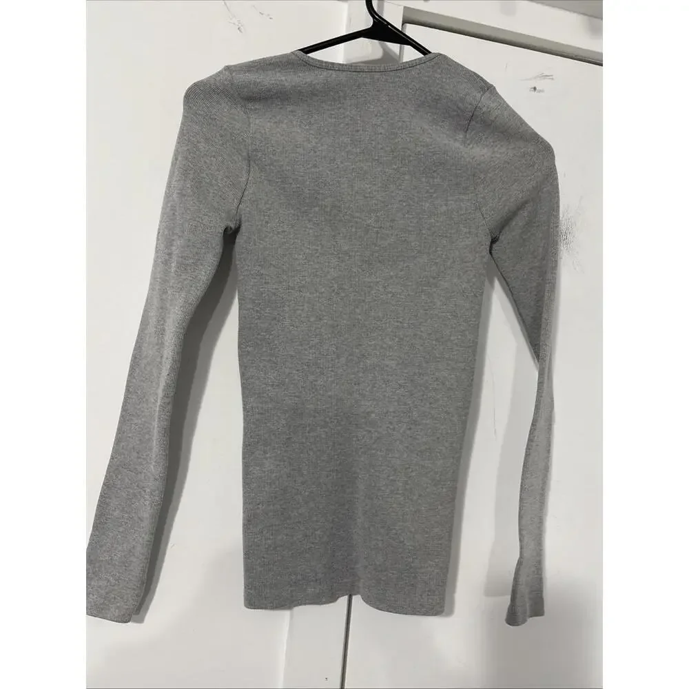 Free People Seamless Lace Up Layering Top Long Sleeve Bodycon Grey‎ Size XS/S